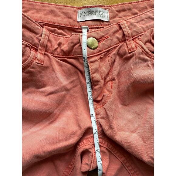 Express Stella Ankle Low Rise Jeans Pink Coral Peach Size 2 Faded - Picture 9 of 11